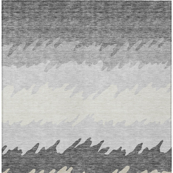 Homeroots 3' Black Charcoal And Silver Striped Area Rug - Stylish, Washable, Durable For Indoor & Outdoor Use 10' X 14' Polyester 583929