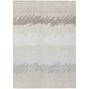 HomeRoots 5' Striped Indoor Outdoor Area Rug - Ivory, Beige & Taupe - Durable, Washable & Stylish Design 5' X 8' 583931