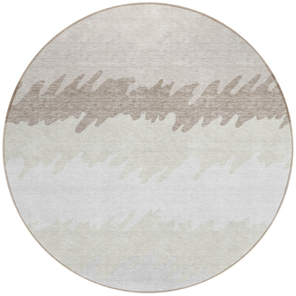 Homeroots 3' Black Charcoal And Silver Striped Area Rug - Stylish, Washable, Durable For Indoor & Outdoor Use 8' Round Polyester 583932