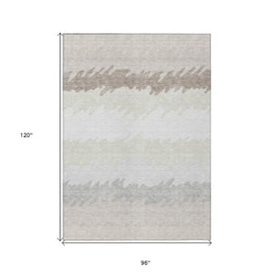 Homeroots 3' Black Charcoal And Silver Striped Area Rug - Stylish, Washable, Durable For Indoor & Outdoor Use 8' X 10' Polyester 583933