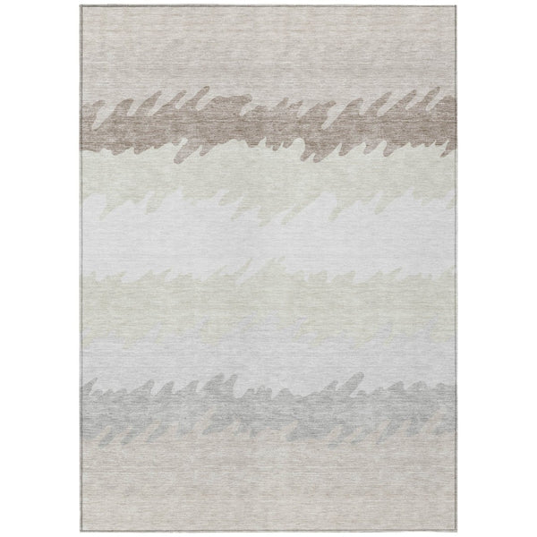 HomeRoots 5' Striped Indoor Outdoor Area Rug - Ivory, Beige & Taupe - Durable, Washable & Stylish Design 8' X 10' 583933