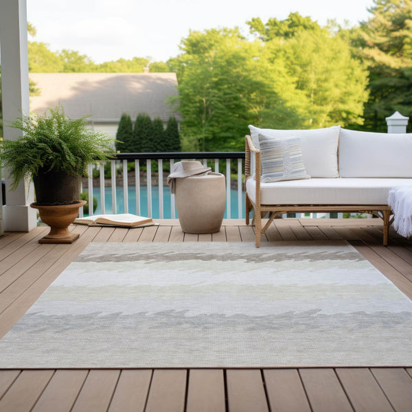 Homeroots 3' Black Charcoal And Silver Striped Area Rug - Stylish, Washable, Durable For Indoor & Outdoor Use 8' X 10' Polyester 583933