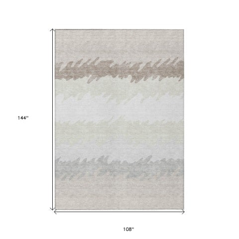 Homeroots 3' Black Charcoal And Silver Striped Area Rug - Stylish, Washable, Durable For Indoor & Outdoor Use 9' X 12' Polyester 583934