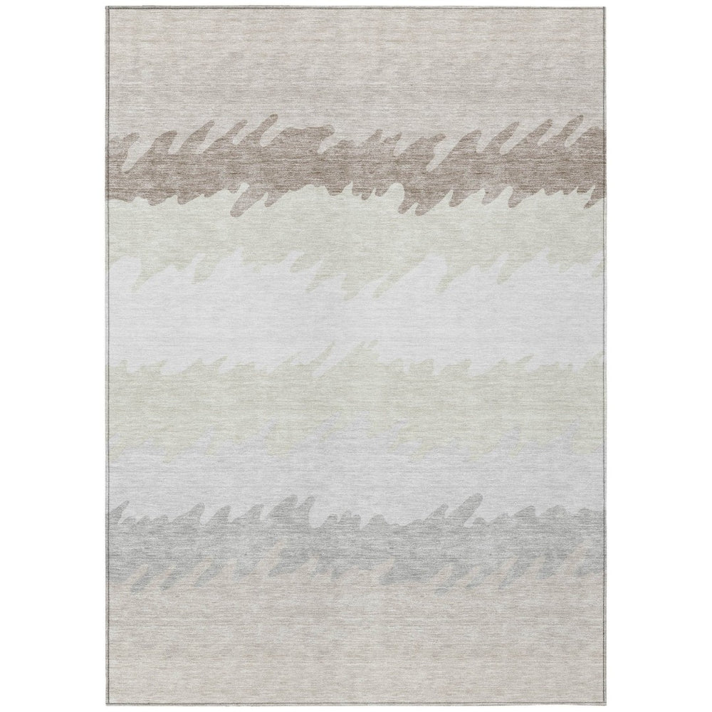 HomeRoots 9' Striped Washable Area Rug in Ivory, Beige & Taupe - Stylish, Durable Design for Indoor & Outdoor Use 9' X 12' 583934