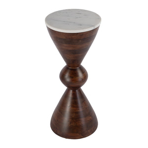 Butler Specialty Amra Round Marble And Wood Side Table - Elevate Your Space With Timeless Elegance And Style Brown Mango,Marble,Iron 5839354-butler
