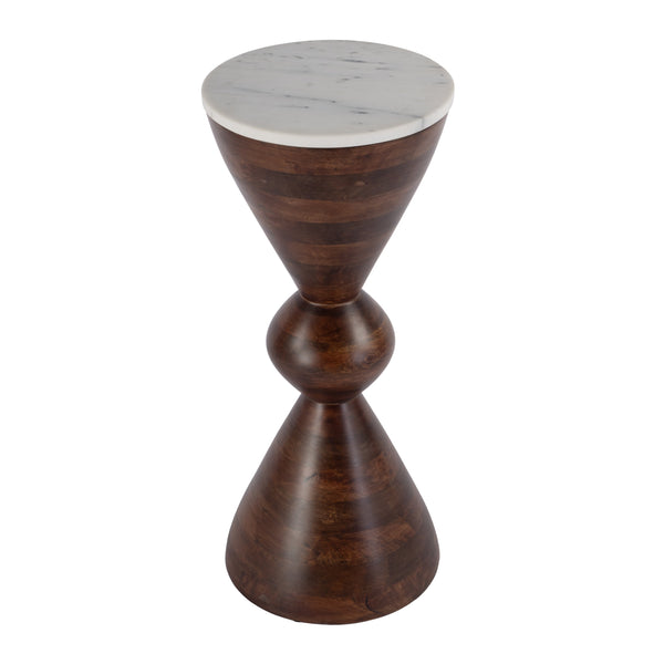 Butler Specialty Amra Round Marble And Wood Side Table - Elevate Your Space With Timeless Elegance And Style Brown Mango,Marble,Iron 5839354-butler