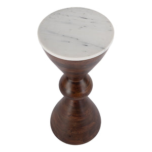Butler Specialty Amra Round Marble And Wood Side Table - Elevate Your Space With Timeless Elegance And Style Brown Mango,Marble,Iron 5839354-butler