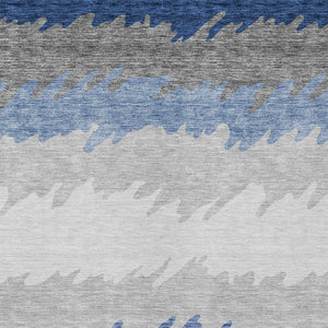 Homeroots 3' Black Charcoal And Silver Striped Area Rug - Stylish, Washable, Durable For Indoor & Outdoor Use 5' X 8' Polyester 583937