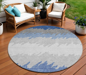 Homeroots 3' Black Charcoal And Silver Striped Area Rug - Stylish, Washable, Durable For Indoor & Outdoor Use 8' Round Polyester 583938