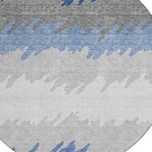 Homeroots 3' Black Charcoal And Silver Striped Area Rug - Stylish, Washable, Durable For Indoor & Outdoor Use 8' Round Polyester 583938