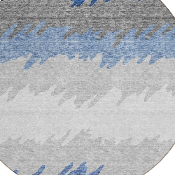 Homeroots 3' Black Charcoal And Silver Striped Area Rug - Stylish, Washable, Durable For Indoor & Outdoor Use 8' Round Polyester 583938