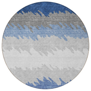 Homeroots 3' Black Charcoal And Silver Striped Area Rug - Stylish, Washable, Durable For Indoor & Outdoor Use 8' Round Polyester 583938