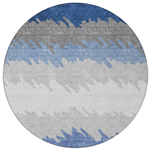 Homeroots 3' Black Charcoal And Silver Striped Area Rug - Stylish, Washable, Durable For Indoor & Outdoor Use 8' Round Polyester 583938