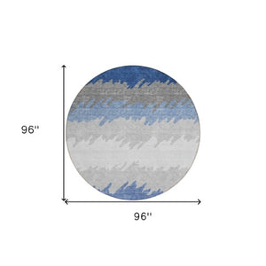 Homeroots 3' Black Charcoal And Silver Striped Area Rug - Stylish, Washable, Durable For Indoor & Outdoor Use 8' Round Polyester 583938