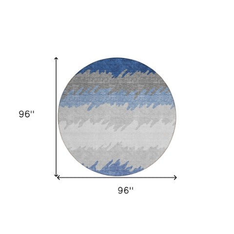 Homeroots 3' Black Charcoal And Silver Striped Area Rug - Stylish, Washable, Durable For Indoor & Outdoor Use 8' Round Polyester 583938