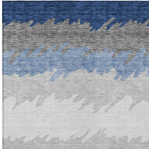 Homeroots 3' Black Charcoal And Silver Striped Area Rug - Stylish, Washable, Durable For Indoor & Outdoor Use 8' X 10' Polyester 583939