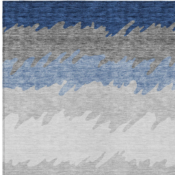 Homeroots 3' Black Charcoal And Silver Striped Area Rug - Stylish, Washable, Durable For Indoor & Outdoor Use 8' X 10' Polyester 583939