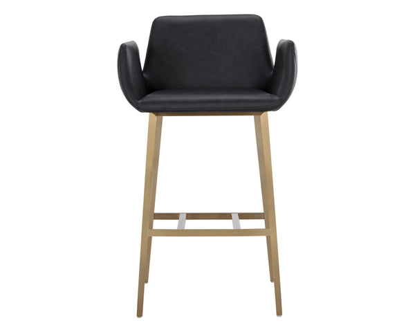 Sunpan Lucano Barstool - Elegant Italian Leather Design with Durable Construction for Stylish Spaces Gold, Bravo Black