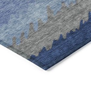 Homeroots 3' Black Charcoal And Silver Striped Area Rug - Stylish, Washable, Durable For Indoor & Outdoor Use 9' X 12' Polyester 583940