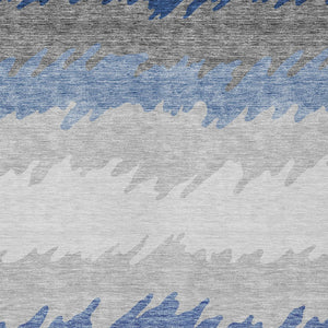 Homeroots 3' Black Charcoal And Silver Striped Area Rug - Stylish, Washable, Durable For Indoor & Outdoor Use 9' X 12' Polyester 583940