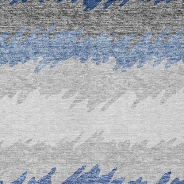 Homeroots 3' Black Charcoal And Silver Striped Area Rug - Stylish, Washable, Durable For Indoor & Outdoor Use 9' X 12' Polyester 583940