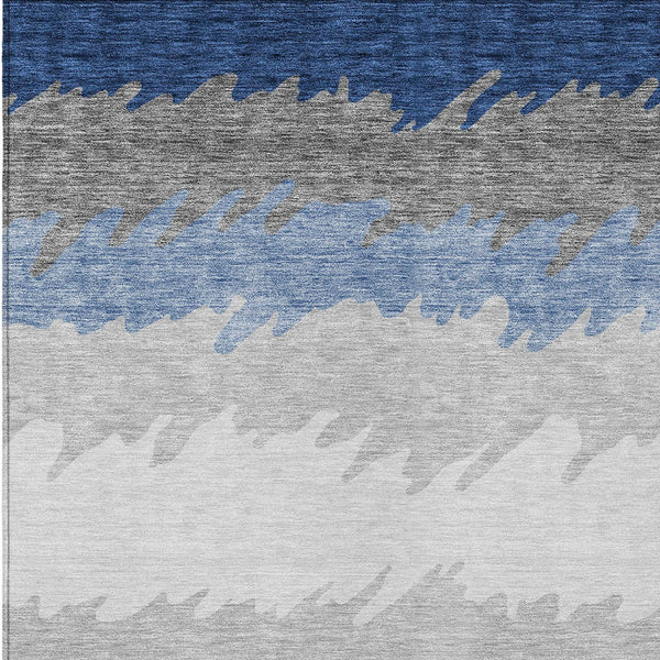 Homeroots 3' Black Charcoal And Silver Striped Area Rug - Stylish, Washable, Durable For Indoor & Outdoor Use 10' X 14' Polyester 583941