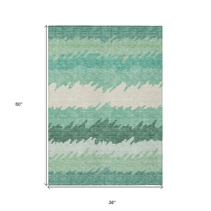 Homeroots 3' Black Charcoal And Silver Striped Area Rug - Stylish, Washable, Durable For Indoor & Outdoor Use 3' X 5' Polyester 583942