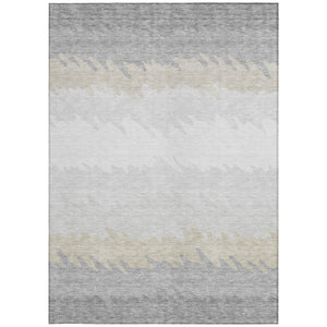 Homeroots 3' Black Charcoal And Silver Striped Area Rug - Stylish, Washable, Durable For Indoor & Outdoor Use 3' X 5' Polyester 583948