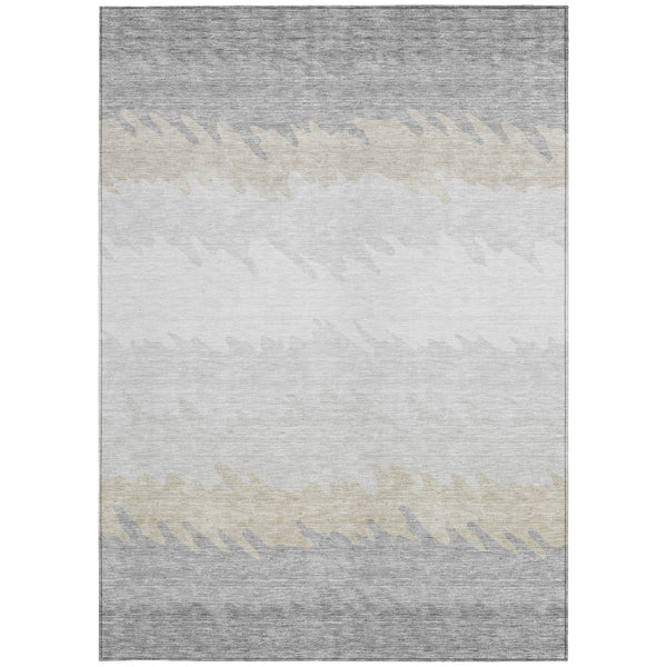 Homeroots 3' Black Charcoal And Silver Striped Area Rug - Stylish, Washable, Durable For Indoor & Outdoor Use 3' X 5' Polyester 583948