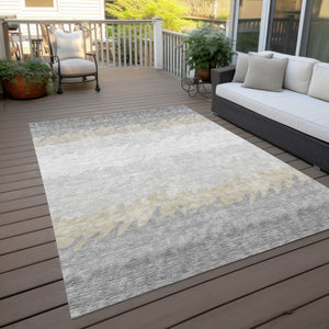 Homeroots 3' Black Charcoal And Silver Striped Area Rug - Stylish, Washable, Durable For Indoor & Outdoor Use 3' X 5' Polyester 583948