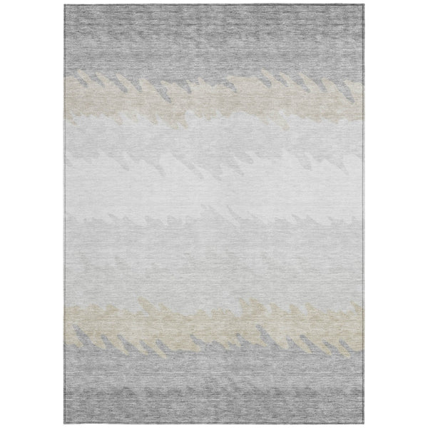 Homeroots 3' Black Charcoal And Silver Striped Area Rug - Stylish, Washable, Durable For Indoor & Outdoor Use 5' X 8' Polyester 583949