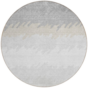 Homeroots 3' Black Charcoal And Silver Striped Area Rug - Stylish, Washable, Durable For Indoor & Outdoor Use 8' Round Polyester 583950