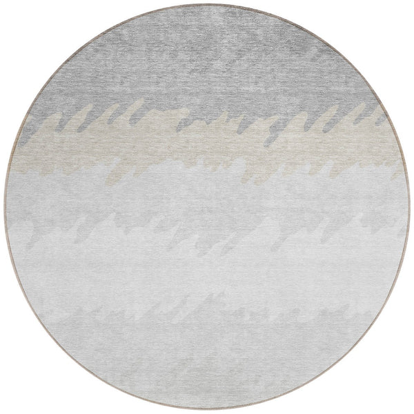 Homeroots 3' Black Charcoal And Silver Striped Area Rug - Stylish, Washable, Durable For Indoor & Outdoor Use 8' Round Polyester 583950