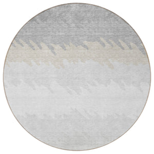 Homeroots 3' Black Charcoal And Silver Striped Area Rug - Stylish, Washable, Durable For Indoor & Outdoor Use 8' Round Polyester 583950