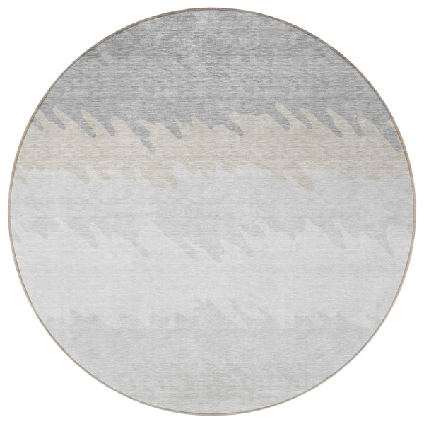 Homeroots 3' Black Charcoal And Silver Striped Area Rug - Stylish, Washable, Durable For Indoor & Outdoor Use 8' Round Polyester 583950