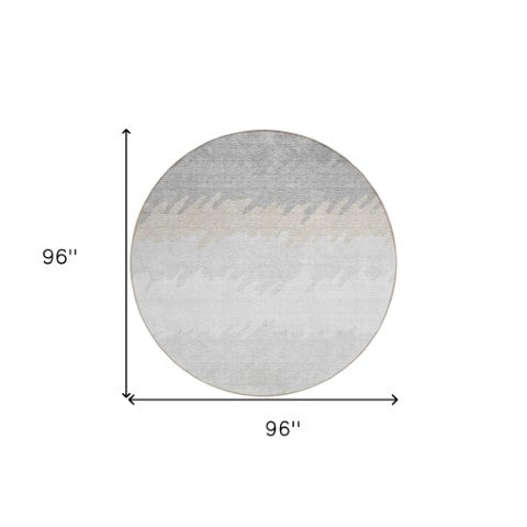 Homeroots 3' Black Charcoal And Silver Striped Area Rug - Stylish, Washable, Durable For Indoor & Outdoor Use 8' Round Polyester 583950