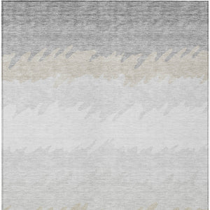 Homeroots 3' Black Charcoal And Silver Striped Area Rug - Stylish, Washable, Durable For Indoor & Outdoor Use 8' X 10' Polyester 583951