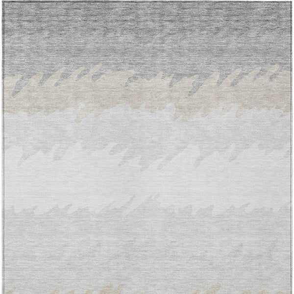 Homeroots 3' Black Charcoal And Silver Striped Area Rug - Stylish, Washable, Durable For Indoor & Outdoor Use 8' X 10' Polyester 583951