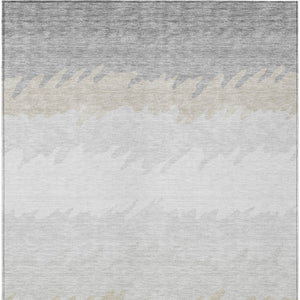 Homeroots 3' Black Charcoal And Silver Striped Area Rug - Stylish, Washable, Durable For Indoor & Outdoor Use 9' X 12' Polyester 583952