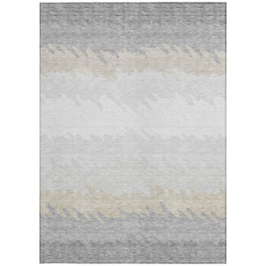 Homeroots 3' Black Charcoal And Silver Striped Area Rug - Stylish, Washable, Durable For Indoor & Outdoor Use 10' X 14' Polyester 583953