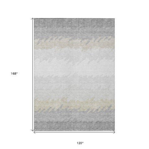 Homeroots 3' Black Charcoal And Silver Striped Area Rug - Stylish, Washable, Durable For Indoor & Outdoor Use 10' X 14' Polyester 583953