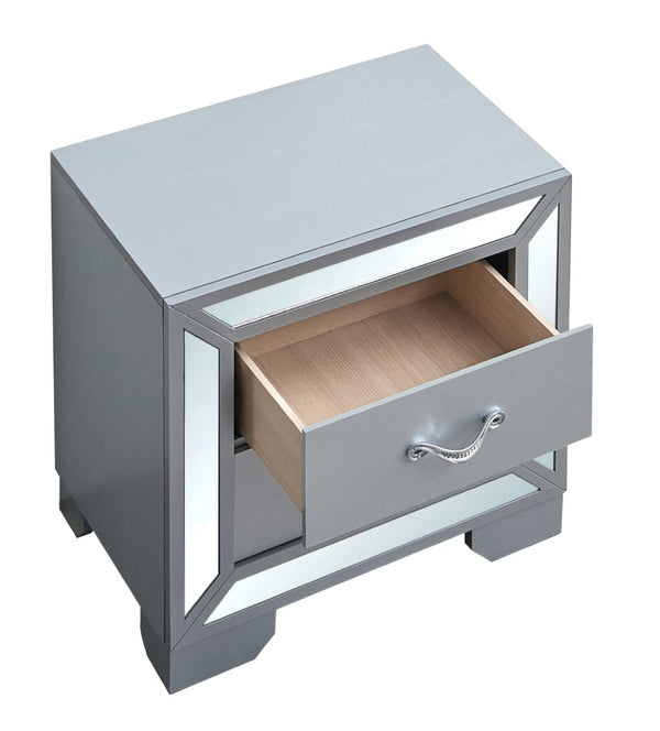 English Elm Murry Silver Mirrored Nightstand with Chrome Handles for Glam Bedroom Decor B078P473042