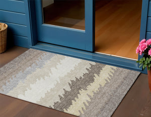 Homeroots 3' Black Charcoal And Silver Striped Area Rug - Stylish, Washable, Durable For Indoor & Outdoor Use 3' X 5' Polyester 583954