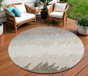 Homeroots 3' Black Charcoal And Silver Striped Area Rug - Stylish, Washable, Durable For Indoor & Outdoor Use 8' Round Polyester 583956
