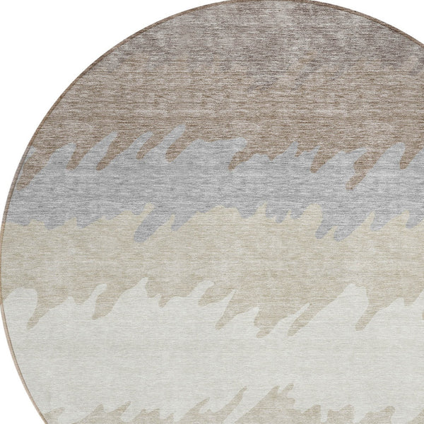 Homeroots 3' Black Charcoal And Silver Striped Area Rug - Stylish, Washable, Durable For Indoor & Outdoor Use 8' Round Polyester 583956