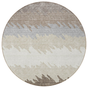 Homeroots 3' Black Charcoal And Silver Striped Area Rug - Stylish, Washable, Durable For Indoor & Outdoor Use 8' Round Polyester 583956