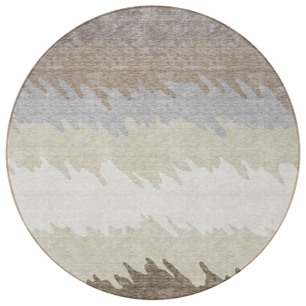 Homeroots 3' Black Charcoal And Silver Striped Area Rug - Stylish, Washable, Durable For Indoor & Outdoor Use 8' Round Polyester 583956