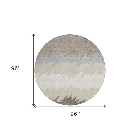 Homeroots 3' Black Charcoal And Silver Striped Area Rug - Stylish, Washable, Durable For Indoor & Outdoor Use 8' Round Polyester 583956