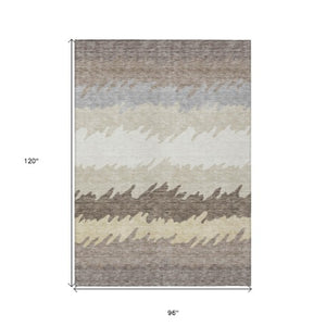 Homeroots 3' Black Charcoal And Silver Striped Area Rug - Stylish, Washable, Durable For Indoor & Outdoor Use 8' X 10' Polyester 583957