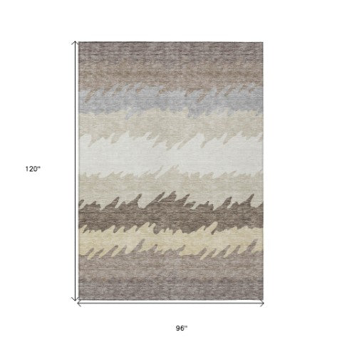 Homeroots 3' Black Charcoal And Silver Striped Area Rug - Stylish, Washable, Durable For Indoor & Outdoor Use 8' X 10' Polyester 583957